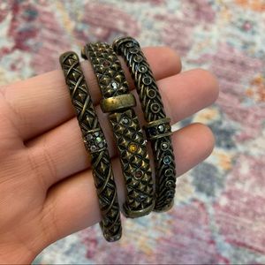 Lia Sophia Gold Stretch Bangle Set of 3.